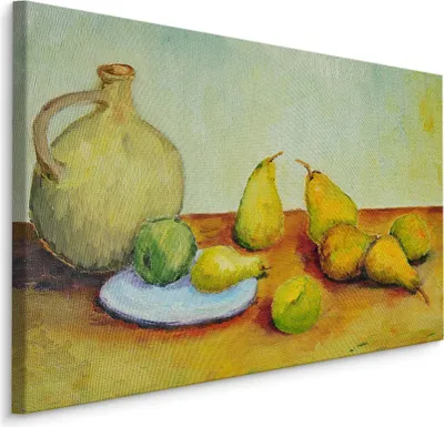 Produktbild von Fabelhafte Canvas LEINWAND BILDER 100x70 cm XXL Kunstdruck Obst Birnen Gemalt Kanne