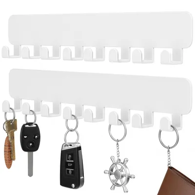 Produktbild von Selbstklebender Schlüsselhaken zur Wandmontage, bohrfreier Schlüsselhalter, weiß, 2 Stück