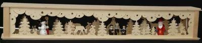 Produktbild von Schwibbogenerhöhung mit Schneemann Weihnachtsmann Kurrende und Beleuchtung BxHxT 72x10x10cm NEU