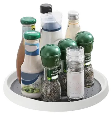 Produktbild von Drehbarer Gewürzbehälter (25 cm), rutschfest, um 360 Grad drehbar, Gewürzorganizer für Speisekammer, Kühlschrank, Küche und Aufbewahrung