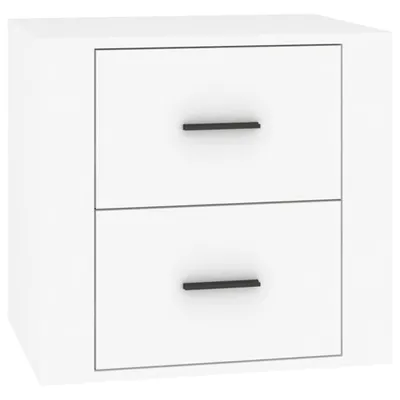 A white bedside table with two drawers.
