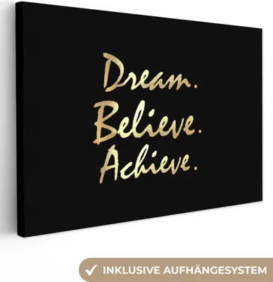 Produktbild von OneMillionCanvasses® - Leinwandbilder - 140x90 cm, Zitat - Traum - Schwarz - Gold, Wandbilder Kunstdruck Wanddekoration