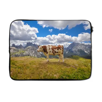 Produktbild von MuchoWow® Laptop Hülle 13 Zoll Kuh - Gras - Wolken Laptoptasche - Laptophülle - Sleeve - Rundumschutz