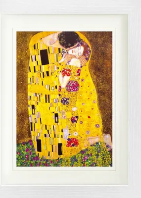 Obrázek produktu pro Gustav Klimt Zarámovaný obraz s elegantním paspartováním | Obrazy na zeď | V rámu - Polibek, 1908 (40 x 30 cm)