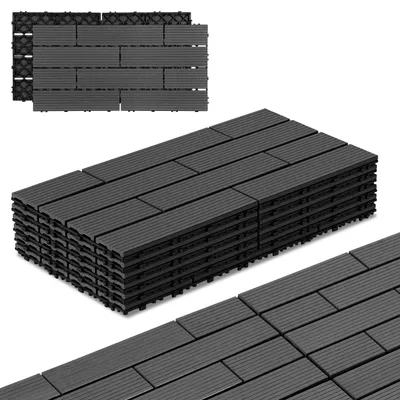 Zdjęcie produktu dla Peviasot, płytki tarasowe WPC, 30x60 cm, antracyt, 54 sztuki, 9 m², płytki łączone, do ogrodu, balkonu