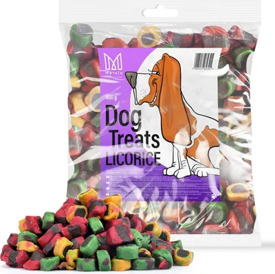 Produktbild von Hundesnacks Trainingssnacks für Hunde Lakritze, gesunde Nahrungsergänzung, Leckerlis, natürliche weiche Leckerlis ideal für kleine und große Tiere 500g