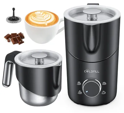 Produktbild von Milchaufschäumer und Milchwärmer - Elektrischer Hand-Milchschäumer - 8-in-1 Funktionen - 400 ml Kapazität - 35000 U/min - Spülmaschinengeeignet