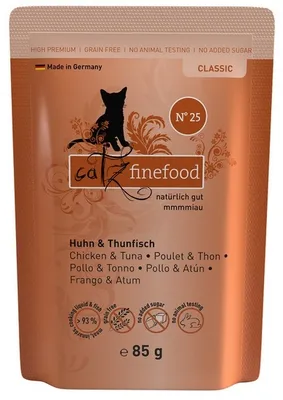 Produktbild von Catz finefood N° 25 - Huhn & Thunfisch, Adult, jede Rasse, Huhn, Thunfisch, 85 g, Getreidefrei, Ohne Soja