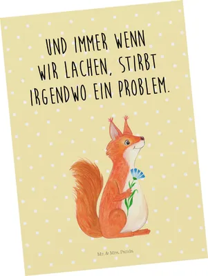 Produktbild von Mr. & Mrs. Panda Postkarte Eichhörnchen Blume - Gelb Pastell - Geschenk, Lachen, Spruch Positiv, Fotokarte, Ansichtskarte, Grußkarte, Eichhorn, Spaß, Ansichtskarten
