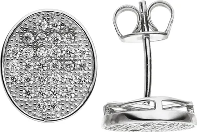 Produktbild von JOBO Ohrstecker oval 925 Sterling Silber 60 Zirkonia Ohrringe Silberohrringe