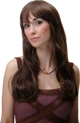 Produktbild von WIG ME UP Perücke lang glatt gewelllt Braun Pony YZF-41051-8