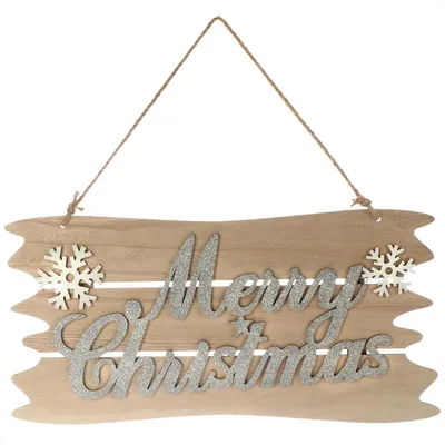 Produktbild von com-four® Hängedeko Weihnachten - Holz-Aufhänger mit Schriftzug für Weihnachten - Türschild aus Holz für Tür, Fenster oder Wand - Christmas Sign