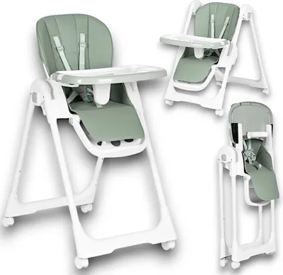 Produktbild von Baby Hochstuhl mitwachend verstellbare Sitzhöhe | Klappbarer Kinderfütterungsstuhl mit Radfeststellern | Kinderhochstuhl mit 5-Punkt-Gurt