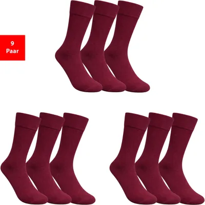 Produktbild von Diabetikersocken Damen & Herren Gesundheitssocken ohne Gummibund & Naht weich druckfrei - Rot 39-42 9 Paar
