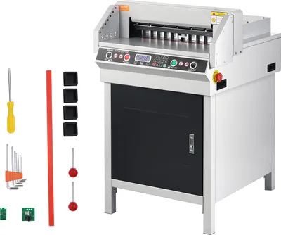 Zdjęcie produktu dla Elektryczna hydrauliczna krajarka do papieru VEVOR, wysokowydajna krajarka do papieru o grubości cięcia 40 mm i szerokości cięcia 45 cm, sterowana przyciskiem, dla szkół, biur