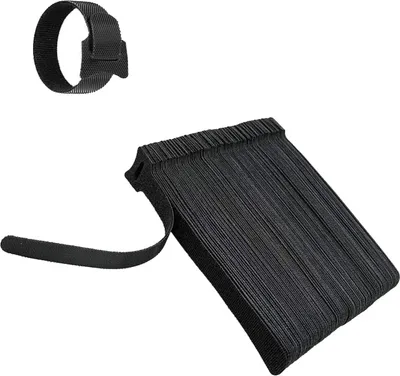 Produktbild von 100 Stück Wiederverwendbare Klettband Schwarz, 12 mm Anschlusskabel, 150 mm Stark Haken und Schleife Klettbänder mit Schnalle für TV-Kabel, PC-Kabel und Schreibtischorganisation