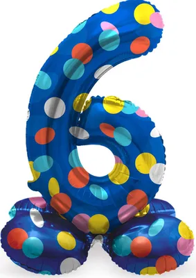 Produktbild von Stehender Zahl 6 Ballon Konfettiregen 41cm