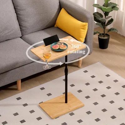 Produktbild von STUNQ® C-förmiger Beistelltisch, mobiler Sofa- und Nachttisch, quadratische Tischplatte