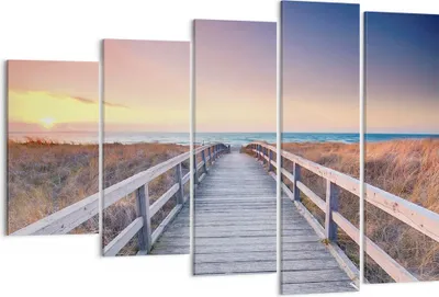Produktbild von Bild auf Leinwand - Leinwandbild - 5 Teile - Weg Meer Brücke - 150x100cm - Wand Bild - Wanddeko - Wandbilder - Leinwanddruck - Bilder - Wanddekoration - Leinwand bilder - Wandbild - EG150x100-4948
