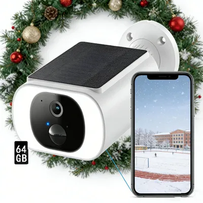 Produktbild von 2K Überwachungskamera Aussen Solar - Kamera Überwachung Aussen Akku Kabellos mit Solarpanel, 2,4 GHz WLAN 64GB