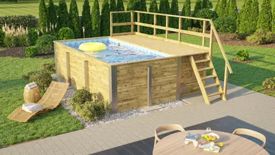 Produktbild von Massivholzpool 595 Gr.1 Blau/Mosaic B x T x H 500 x 315 x 203