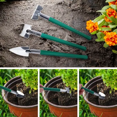 Produktbild von Gartengeräteset - 10-teilig mit Tragetasche für die Gartenarbeit - Umpflanzer, Rechen, Gartenschneider, Grasschneider, Schaufel und Sprühflasche - Garten Geschenkset