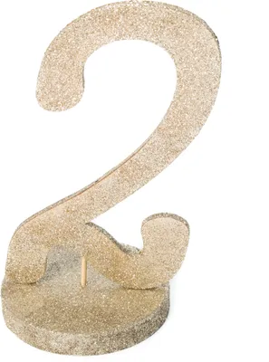 Produktbild von Tischdeko Zahl 2 Champagnerfarben aus Holz 20 cm - Einheitsgröße