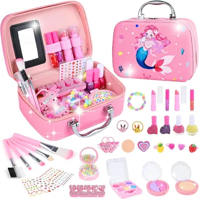 Produktbild von Kinderschminke Set, Schminkkoffer Mädchen, Waschbar Schminke Kinder Makeup Set, Spielzeug Weihnachts Geburtstags Geschenke für 3-10 Jahre