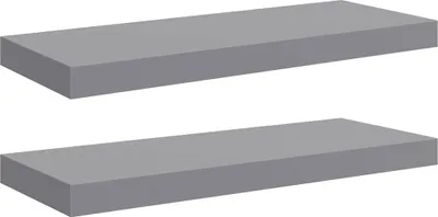 Obrázok produktu pre vidaXL Plávajúce nástenné police 2 ks. Sivé 60x23,5x3,8cm MDF