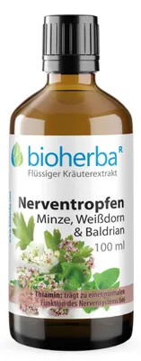 Produktbild von Bioherba Nerventropfen Minze Weißdorn & Baldrian Tinktur 100 ml