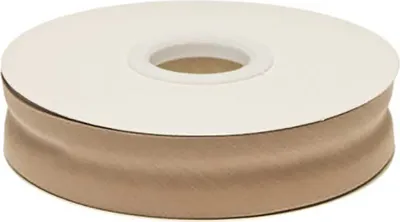 Produktbild von 20m Schrägband PolyBaumwolle unifarben 20mm breit gefalzt Einfassband Farbwahl, Farbe:hellbraun