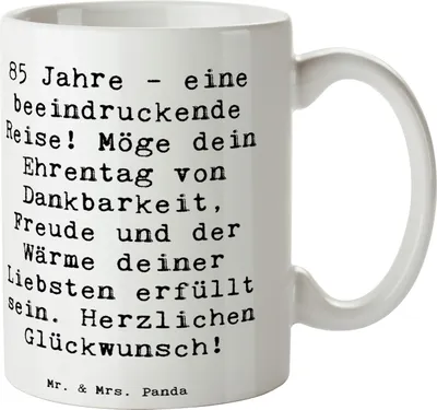 Produktbild von Mr. & Mrs. Panda Pott Spruch 85. Geburtstag - Weiß - Geschenk, Alter, Teepott, Kaffeetasse, Happy Birthday, Keramiktasse, Freude, besondere Anlässe, Kaffeebecher, Becher