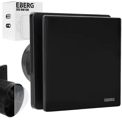 Image de EBERG EVO BM 100 HT : Ventilateur de salle de bain, diamètre 100 mm, avec hygrostat, minuterie, finition noire mate