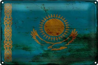 Produktbild von Blechschild Flagge Kasachstan 18x12cm Kazakhstan Rost