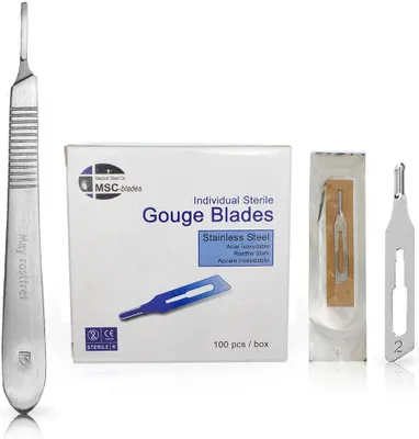 Image de Set 100 x lames de gouge Figure 2 en emballage individuel stérile + 1 x May