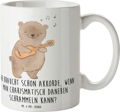 Produktbild von Mr. & Mrs. Panda Kaffeetasse Charisma Gitarre - Weiß - Geschenk, Instrument lernen, Kaffeebecher, Teebecher, Freiheit, Akustik, Tasse, Becher, Abenteuer, Liebe, Musik