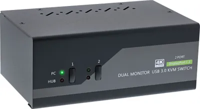 Produktbild von InLine KVM Desktop Switch, 2-fach, Dual-Monitor DP 1.2, 4K, USB 3.0, Audio, 3840 x 2160 Pixel, 4K Ultra HD, Schwarz