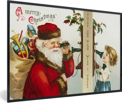 Produktbild von MuchoWow® Gerahmtes Poster Kunst - Weihnachten - Weihnachtsmann 30x20 cm - Poster mit Schwarzem Bilderrahmen Wandposter Rahmen Foto Bilder - Kunstdruck - Bild-Poster
