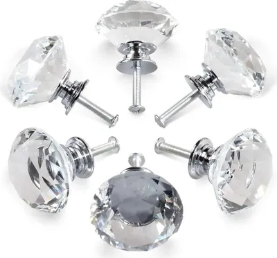 Produktbild von Kristallgriffe, 30 mm Diamant-Schubladenschrank-Türgriffe, Kristallgriffe, Lagerschränke und Kommoden für Küchen und Heimbüros, 6 Stück – DKSFJKL