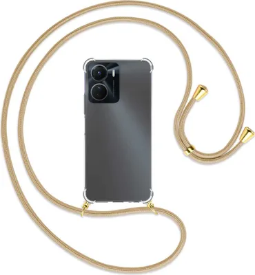 Produktbild von Handykette Backcover-Schutzhülle mit Band (Metall goldfarben) für vivo Y16 4G (6.51'') - caramel