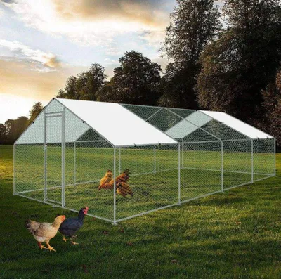 Image de Bc-elec - RA-382 Poulailler d'extérieur 3x8x2m, enclos grillagé pour poules, volailles, construction en acier galvanisé 25x0,65mm