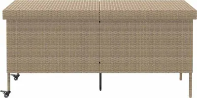 Zdjęcie produktu dla vidaXL Skrzynia ogrodowa na kółkach beżowa 160x55x75 cm polirattan