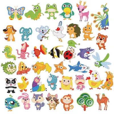 40-teiliges 5D Diamant-Kunst-Set – Tiermotive für Kinder ab 6