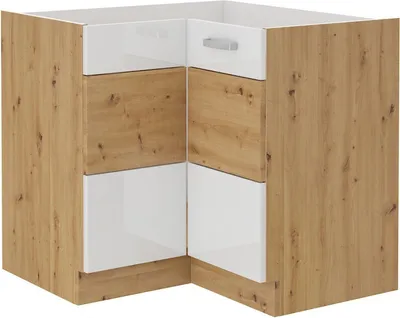 Immagine prodotto di Armadietto inferiore ad angolo ADARA - 90x90 cm, bianco / rovere artisan