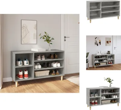 Produktbild von vidaXL Schuhregal Betongrau 102x36x60 cm Holzwerkstoff -  Schuhregale & -schränke