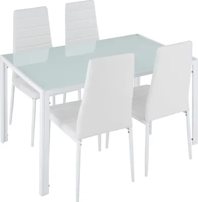 Produktbild von Esszimmerstühle 6er Set,Küchenstuhl Hochlehner Polsterstuhl Kunstleder Weiß