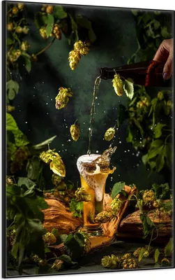 Produktbild von Wallario Wandbild Braukunst - Hopfenkaltschale, Größe: 61 x 91,50 cm, Poster mit schwarzem Aluminiumrahmen