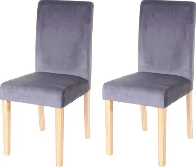 Immagine prodotto di set di 2 sedie per sala da pranzo Sedia da cucina Littau, velluto ~ grigio, gambe chiare