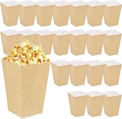 Obrázek produktu pro 20 kraftových papírových sáčků na popcorn - Opakovaně použitelné malé sáčky na popcorn pro svatby a filmové večery - Párty potřeby