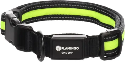 Zdjęcie produktu dla Obroża Flamingo Flitzy czarno-żółta, regulowana: 42-63 cm